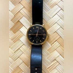 Marc Jacobs Black and Gold Leather Watch - Preowned
